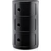 Kartell Componibili Contenitore 3 Elementi, ABS, Base Tonda, Nero, 32 x 32 x 58.5 cm