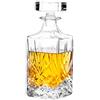 OliBoPo Decanter in vetro con tappo geometrico ermetico, decanter per whisky, per vino, bourbon, brandy, liquori, succhi di frutta, acqua, collutorio, vetro italiano senza piombo (720 ml)