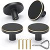drado 4 pomelli rotondi per mobili in ottone, pomelli rotondi per cassetti, per camera da letto, bagno (nero + oro)