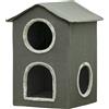 PawHut Casetta per Gatti a Due Livelli con Cuscini Lavabili 3 entrate, 42x46x59.5 cm, Grigio|Aosom