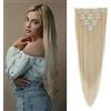 Gairyan Extension Clip Capelli Lisci 8pcs Set Extension Capelli Finti Clip Posticci Balayage Naturali Sintetici Clip in Hair Extension Morbido Lungo Dritto 60cm, Biondo naturale Ombre Bleach Blonde