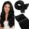 LaaVoo Extension Capelli Veri Tessitura Nero Jet, Tessitura Leggera Remy, Invisibili e Naturali, per Ufficio e Vita Quotidiana 30cm 80g #1