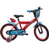 Vélo ATLAS Bicicletta Spiderman Dotata di 2 Freni, Porta Borraccia + Piastra Anteriore Decorativa, 16 Ragazzo, Rosso, 16'' (41 cm)