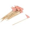 Fackelmann 31016 Picche in legno con bandiera, picchi da cocktail o aperitivo, rosa, carta, legno di betulla e carta FSC, 12x4cm