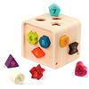 Battat cubo selezionatore di Forme in Legno, 10 Forme numerate | Cubo didattico in legno con 10 forme colorate numerate e apertura frontale per ordinarle e recuperarle, 1+ anni