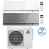 Mitsubishi Climatizzatore Condizionatore Mitsubishi Kirigamine Zen Wifi Bianco e Argento Dual Split Inverter 9000 + 18000 BTU con U.E. MXZ-3F54VF classe A+++ /A++ NOVITÁ