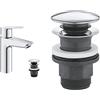 Grohe QUICKFIX Start Miscelatore Monocomando per Lavabo, Taglia M, Finitura Cromata, Strumento di Installazione Incluso & 40824000 Valvola Desagüe con Push-Aperto, Cromo