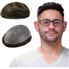 Lordhair Protesi Capelli Uomo, Pelle Super Sottile da 0,03 mm Tutti con loop a V Parrucca da Uomo per Sistema Capillare da 8x10 Pollici Dimensione Della Base