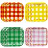 Talking Tables Piatti a quadretti in arancione, giallo, verde e viola, stoviglie di carta colorata per Pasqua, feste di compleanno, picnic, estate, confezione da 12, 18 cm x 18 cm
