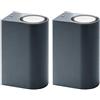 Trango 2er pacco IP44 Alu Up & Down Light in tondo antracite nero TG8010-RA2, per esterno, applique da parete, proiettori per esterno, faretti a parete, adatto per lampadine LED ciascuno 2x GU10
