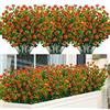 SOMYTING 8 Pezzi Fiori Finti Artificiali Arbusti Piante Fiori Artificiali Resistenti ai Raggi UV Arbusti Verdi Artificiali Decorazione per Giardino Finestra Decorazione per Matrimoni Feste (Rosso)