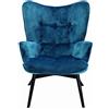 Kare Design Poltrona Vicky Velvet Petrol, petrolio, poltrona classica, velluto, legno massello, stile contemporaneo, stile tradizionale moderno, anni 60, 94x73x84 cm (A/L/P)
