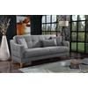 DMORA - Divano letto 3 posti Juan, Divano contenitore lineare con 3 cuscini, Sofà da soggiorno in tessuto apertura click-clack, 207x82xh92 cm, Grigio