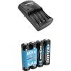ANSMANN NiZn Charger Caricabatteria - Caricatore Per NiZn Batterie - Pile Nichel-Zinco 1,6V AAA - AA - Mignon - Micro & 4x Batterie ricaricabili stilo - nichel zinco AA 1600 mAh 1,6 V