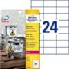 AVERY ZWECKFORM Etichette permanenti poliestere bianche Avery 70x37 mm - 24 et/foglio - stampanti laser - cf. 20 fogli L4718-20