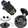 SPARKMOTO Spina Rimorchio 7 Poli E Presa Rimorchio 7 Poli, Norma ISO 1724,con Guarnizione Kit isolante per prese Rimorchio,12V Impermeabile Spina E Presa 7 Poli Rimorchio maschio femmina(tappo a vite)