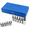 QWORK® 13 pezzi set di chiavi a bussola con punta esagonale, attacco da 1/4 (6.35 mm),3/8 (10 mm),1/2 (12.5 mm), acciaio al cromo vanadio, 2 mm - 14 mm