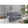 Talamo Italia Dmora - Divano Letto 3 posti Alvaro, Divano Contenitore con 2 Cuscini Inclusi, Sofà Tessuto Imbottito con Apertura Click-clack, 180x81h90 cm, Grigio