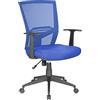 Dmora - Sedia da ufficio Palmerston, Poltrona direzionale a rete con braccioli, Seduta ergonomica da ufficio, Cm 59x64h96/106, Blu