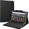 MoKo Custodia Tastiera Universale per iPad Mini/Samsung Galaxy Tab A/Huawei da 7, 7,9, 8, Cover Leggera per Tablet con Tastiera Bluetooth Wireless Rimovibile, Nero