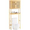 SMIBUY Bagno sopra WC contenitore, ripiano interno regolabile aperto e indipendente salvaspazio in bambù a 2 porte (naturale)