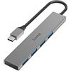 Hama - Hub USB Type C 4 porte USB A, USB 3.2, 5 Gbit/s, alluminio, Ultra Slim