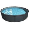 Steinbach Set piscina a parete in acciaio Nuovo de Luxe II - 012141G - Ø 360 x 120 cm - Piscina robusta in antracite per fino a 11.000 l di acqua - Con pellicola interna grigia invernale e numerosi