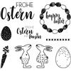 Rayher 50245000 Clear Stamps Set Timbri Trasparenti in Silicone, Tavoletta 102,5X97mm, 9 Motivi per Pasqua, per Scrapbooking e Decoro, Biglietti d'Auguri e Pacchi Regalo, Decorazioni per Pasqua