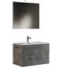 MaMa Store ERA 100 Mobile Bagno Sospeso 100 CM Lavabo, Specchio e Lampada LED, Legno, Grigio Cemento, L. 101 X P. 47 X H. 53 CM
