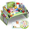 lenbest vassoio da viaggio, 1 penna per lavagna e tavola da disegno riutilizzabile per animali su entrambi i lati - vassoio per attività di gioco e snack per bambini - auto/passeggino/aereo (verde)