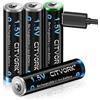 CITYORK Batterie ricaricabili agli ioni di litio AAA, 1,5 V AAA ricaricabili, 1200 mWh con ricarica USB (confezione da 4)