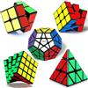 ROXENDA Speed Cube Set, 2X2 3X3 4X4 Piramide Megaminx Cube - Cubo Magico Fast Cubo di Velocità Collezione per Bambini e Adulti [5 Pack] (Sticker)