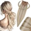Hetto Coda Capelli Veri Extension Biondo Cenere Coda Di Cavallo Extension Capelli Veri 35 cm 70 g Coda Capelli Lisci Extension Biondo Cenere Con Biondo Decolorato #18/613