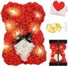 Zodight Orso di Rose, Orsacchiotto Composto da Rosa Artificiali con Luce Led, Creativo Floreale Regalo, San Valentino Comprese Scatole Trasparenti Biglietti di Auguri