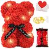 Zodight Orso di Rose, Orsacchiotto Composto da Rosa Artificiali con Luce Led, Creativo Floreale Regalo, San Valentino Comprese Scatole Trasparenti Biglietti di Auguri