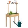 dobar® 58255FSCe - Aiuola rialzata Firenze, in legno massiccio, con ripiano rialzato, per insalata stretta, con fioriera, 80 x 40 x 145 cm, colore naturale