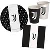 Decoraparty Set Compleanno Bianconero per 8 persone, Addobbi Decorazioni Stoviglie da Tavola Tema Calcio Festa Party Anniversario Bambini - 8 Piatti, 8 bicchieri, 20 tovaglioli