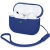 AOTUAO Compatibile con AirPods PRO 2 Custodia Case Cover, Case Protettiva Antiurto Antiscivolo in Silicone per AirPods PRO 2 Seconda Generazione 2022 Custodia con Silicone Lanyard, Royal Blue