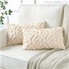Artscope 2 Pezzi Federe in Lana Corta Velluto Copricuscini Morbido Decorativo Fodere per Cuscino Lusso Stile per Divano Camera da Letto Geometrica Beige 30x50 cm