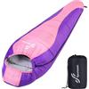 Sportneer Sacco a Pelo Estivo per Adulti a Mummia, Ultraleggero 950 g, Impermeabile e Compatto, per Campeggio e Trekking, Temperatura Comfort 15-20 °C