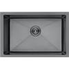 Ibergrif M87044B Lavello Cucina in Acciaio Inox 70x44 cm, Installazione a Sopratop o Filotop con Sifone Antiodore e Kit Scarico Completo, Grigio Scuro