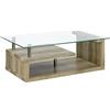 Totò Piccinni Tavolino da Salotto GLORIA piano in vetro temperato design moderno doppio ripiano (Rovere)
