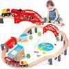 Green series Kinderplay Trenino Legno Bambini - Pista Trenino | Set Ferrovia in Legno 48 pcs | Lunghezza di ben 213 cm, Model GS6151