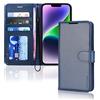 TECHGEAR Cover iPhone 14 - Custodia Portafoglio in Pelle Sintetica con TPU Antiurto, Funzione di Supporto con Slot per Schede e Cinturino da Polso per iPhone 14 (6,1 Pollici 2022) blu