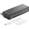 deleyCON CAT6a Patch Panel 12 Porte del Desktop & Montaggio a Parete - Schermato - Presa RJ45 12x - TIA568A TIA568B - Nero