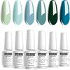 Vishine Smalto semipermanente in gel Colore verde oliva blu Soak Off Kit per manicure artistica a LED UV 6 pezzi 8 ml