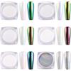 AIMEILI 6 Boxs Polvere Unghie Effetto Specchio, Perla Iridescente Chrome Laser Chameleon Peacock Holographic Pigmento Neon Glitter Metallizati Kit di Decorazione Nail Powder