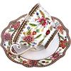 fanquare Tazza di caffè e Piattino in Bone China di Fiori Rossi, Vintage Tazza da tè in Porcellana, 200 ml