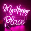 SIGNSHIP My Happy Place Neon Led, Scritte Neon Decoro per Camera da Letto | Lettere Dimmerabili USB a 5 Livelli Insegne Luminose Regalo per Amanti del Design, Lifestyle Scritta Led per Soggiorno,Festa