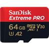 Sandisk MicroSDXC Extreme Pro 64GB 200mb/s U3 V30 A2